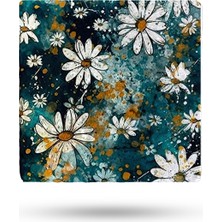 Begoloni Doğal Taş Nihale 15X15CM Papatya Çiçekleri Baskılı Taş Çaydanlık Altlığı-Tencere Tava Altlığı