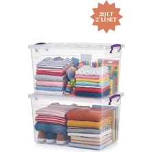 Bert 20 Lt Saklama Kutusu Kapaklı Plastik Saklama Kabı 2’li Set – Yatay Model