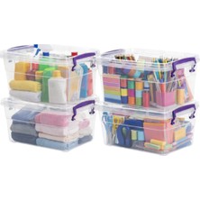 Bert 4'lü 10 Lt Şeffaf Kilitli Saklama Kabı Çok Amaçlı Düzenleyici Organizer Kutu