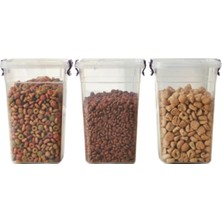 Bert 3'lü Derin Saklama Kabı Seti 11 Lt x 3 Adet Kilitli Bakliyat Mutfafk Erzak ve Deterjan Kutusu