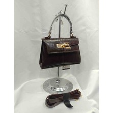 Zynp Kadın Rugan Gold Tokalı Mini El ve Omuz Çantası