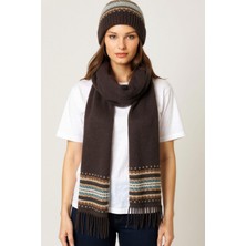 Desen Triko Kadın Jakarlı Yün Bere K.kahve