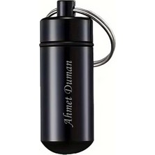 Hediye Shop Kişiye Özel Isim Yazılabilir Siyah Su Geçirmez Hap Kutusu Anahtarlık