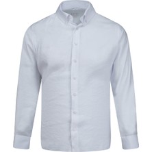 Hatemoğlu Beyaz Comfort Fit Düğmeli Yaka Uzun Kollu Gömlek