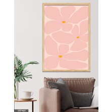 Evine Moda Pembe Çiçek Tek Parça Ahşap Çerçeveli Tablo