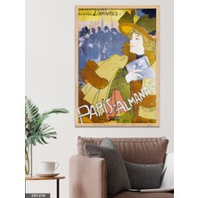 Evine Moda Paris Almanach Tek Parça Ahşap Çerçeveli Tablo