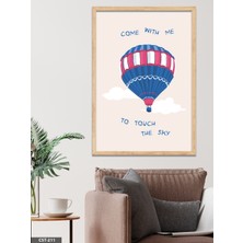 Evine Moda To Touch The Sky Balon Tek Parça Ahşap Çerçeveli Tablo