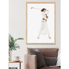 Evine Moda Golfçü Kadın Tek Parça Ahşap Çerçeveli Tablo