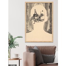 Evine Moda Lanny Sommese Karakalem Portre Tek Parça Ahşap Çerçeveli Tablo