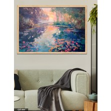 Evine Moda Gün Batımı Gölü Tek Parça Ahşap Çerçeveli Tablo