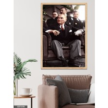 Evine Moda Mustafa Kemal Atatürk Tek Parça Ahşap Çerçeveli Tablo