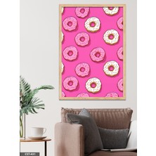 Evine Moda Pembe Donat Tek Parça Ahşap Çerçeveli Tablo