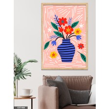 Evine Moda Vazoda Renkli Çiçek Tek Parça Ahşap Çerçeveli Tablo