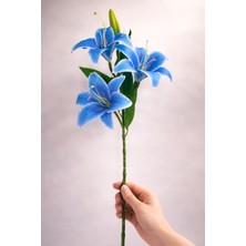 Alshop Premium Kalite Yapay 3 Çiçekli Tohumlu Islak Dokulu Zambak Lilyum Demeti