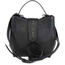 Valentino Kadın Üstten Saplı ve Askılı Deri Omuz Çantası - Siyah