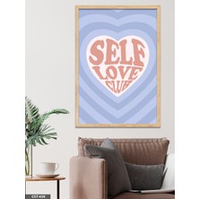 Evine Moda Self Love Clab Kalp Tek Parça Ahşap Çerçeveli Tablo