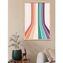 Evine Moda Renkli Çizgiler Tek Parça Ahşap Çerçeveli Tablo