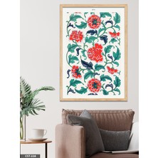 Evine Moda Kırmızı Çiçek Motifi Tek Parça Ahşap Çerçeveli Tablo