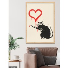 Evine Moda Banksy Rat Art Tek Parça Ahşap Çerçeveli Tablo