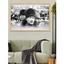 Evine Moda Mustafa Kemal Atatürk Tek Parça Ahşap Çerçeveli Tablo