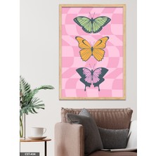 Evine Moda Kelebekler Tek Parça Ahşap Çerçeveli Tablo