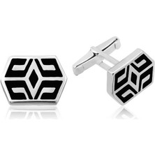 Gümüş Desenli Kol Düğmesi