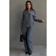 Madmext Füme Tensel Kumaş Düğmeli Kadın Gömlek Takım MG2621