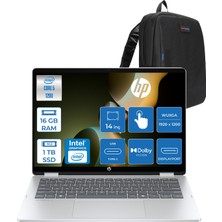 Hp Omnibook 5 Flipp 2-In-1 Intel Core Ultra 120U 16GB 1tb SSD Intel Graphics 14" Wuxga IPS Dokunmatik Freedos Gaming Bilgisayar BT0A3EAF10 + Zettaçanta