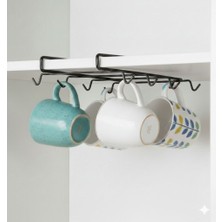 UG Home Siyah Metal 10 Kancalı Fincan Kupa Bardak Askısı Dolap Içi Kancalı Fincan Askılığı