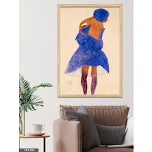 Evine Moda Soyut Arkadan Kadın Tek Parça Ahşap Çerçeveli Tablo