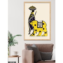 Evine Moda Geleneksel Giysili Figür ve At Illüstrasyon Tek Parça Ahşap Çerçeveli Tablo