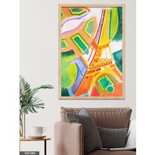 Evine Moda Renkli Eyfel Kulesi Tek Parça Ahşap Çerçeveli Tablo