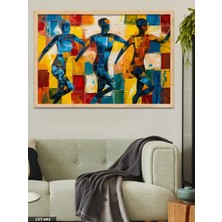 Evine Moda Renkli Adımlar Tek Parça Ahşap Çerçeveli Tablo