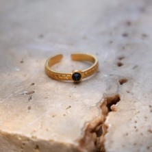 Siyah Akik Point Çelik Yüzük