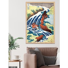 Evine Moda Dalga Illüstrasyon The Great Wave Tarzı Tek Parça Ahşap Çerçeveli Tablo