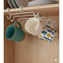 UG Home Beyaz Metal 10 Kancalı Fincan Kupa Bardak Askısı Dolap Içi Kancalı Bardak Tutucu Fincan Askısı