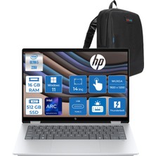 Hp Omnibook x Flip 2-In-1 Intel Core Ultra 5 226V 16GB 512GB SSD Intel Arc 130V Gpu 14" Wuxga IPS 400NITS Dokunmatik Windows 11 Pro Gaming Bilgisayar BS9Y0EAP09 + Zettaçanta