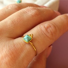 Turkuaz Taşlı Çelik Yüzük