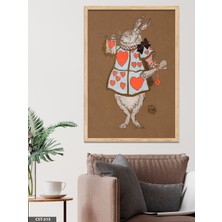 Evine Moda Alice Harikalar Diyarında Beyaz Tavşan Tek Parça Ahşap Çerçeveli Tablo