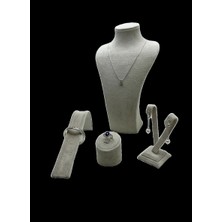 Megass Dekor Süet Kumaş Krem Renk Mini Vitrin Takı Sergileme Dekorları