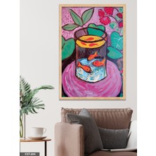 Evine Moda Matisse Altın Balık Tek Parça Ahşap Çerçeveli Tablo