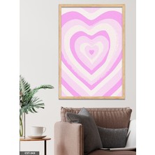 Evine Moda Pembe Iç Içe Kalpler Tek Parça Ahşap Çerçeveli Tablo