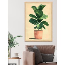 Evine Moda Saksıda Bitki Tek Parça Ahşap Çerçeveli Tablo