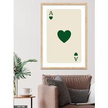 Evine Moda Yeşil Kalp Ası Tek Parça Ahşap Çerçeveli Tablo