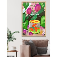 Evine Moda Matisse Altın Balık Tek Parça Ahşap Çerçeveli Tablo