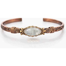 Doğal Kuvars Taşlı Bakır Bileklik