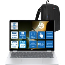 Hp Omnibook 5 Flipp 2-In-1 Intel Core Ultra 120U 16GB 512GB SSD Intel Graphics 14" Wuxga IPS Dokunmatik Windows 11 Home Gaming Bilgisayar BT0A3EAH09 + Zettaçanta