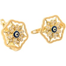 Altın Nazar Boncuklu 8 Ayar Küpe A4098