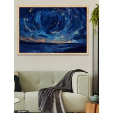 Evine Moda Yıldızlı Gece Tek Parça Ahşap Çerçeveli Tablo