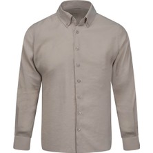 Hatemoğlu Vizon Comfort Fit Düğmeli Yaka Uzun Kollu Gömlek